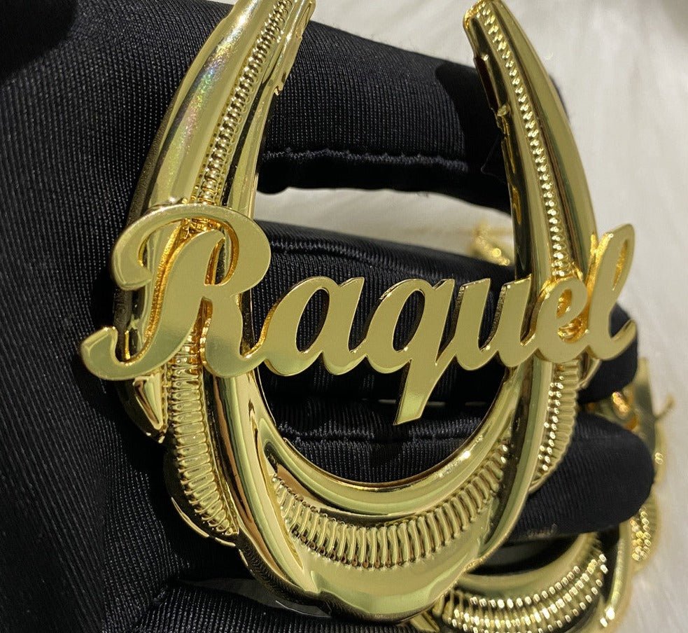 65mm Stainless Steel Bamboo Hoop Earrings Customized Name - Blinged by Belle