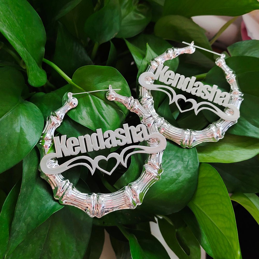 Bamboo Earrings Customize Name Earrings - Blinged by Belle