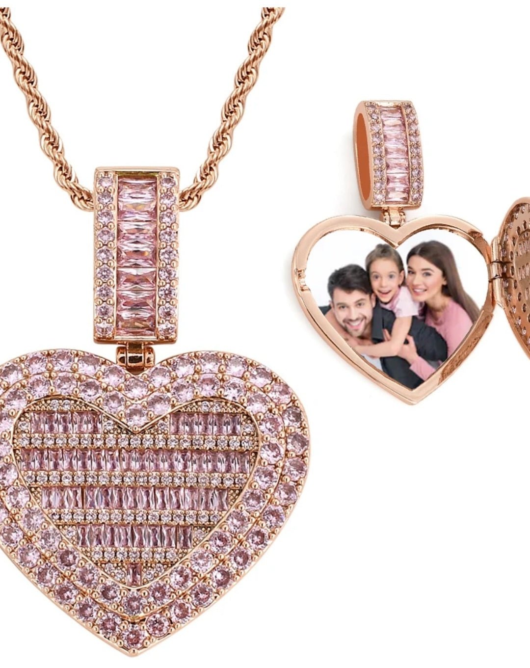 Bling Heart Custom Photo Locket Necklace - Blinged by Belle