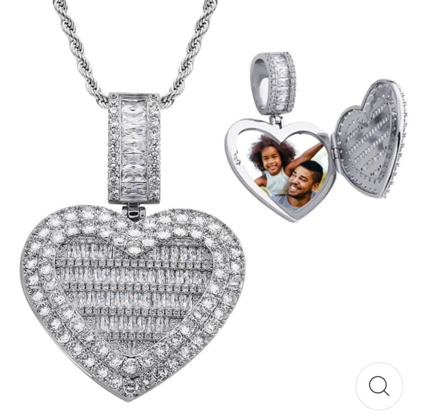 Bling Heart Custom Photo Locket Necklace - Blinged by Belle