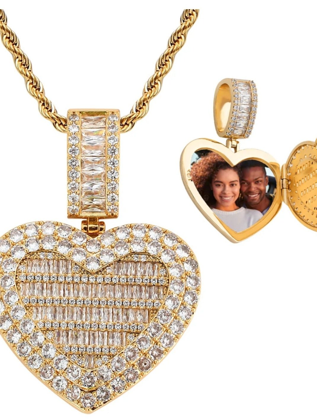 Bling Heart Custom Photo Locket Necklace - Blinged by Belle
