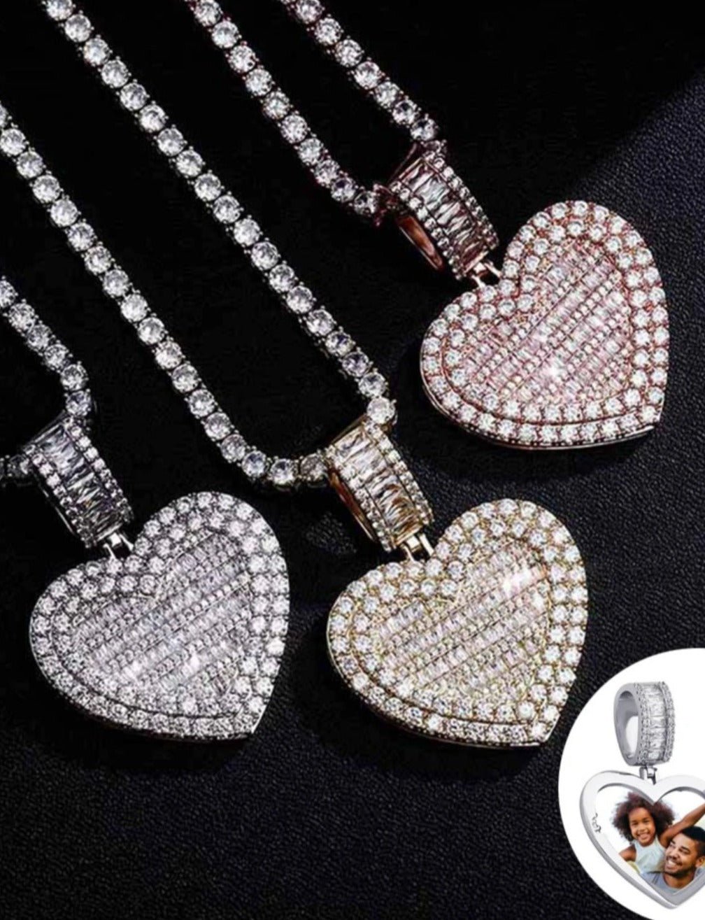 Bling Heart Custom Photo Locket Necklace - Blinged by Belle