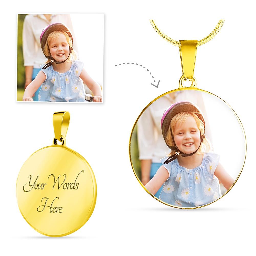 Circle Photo Necklace no message card - Blinged by Belle