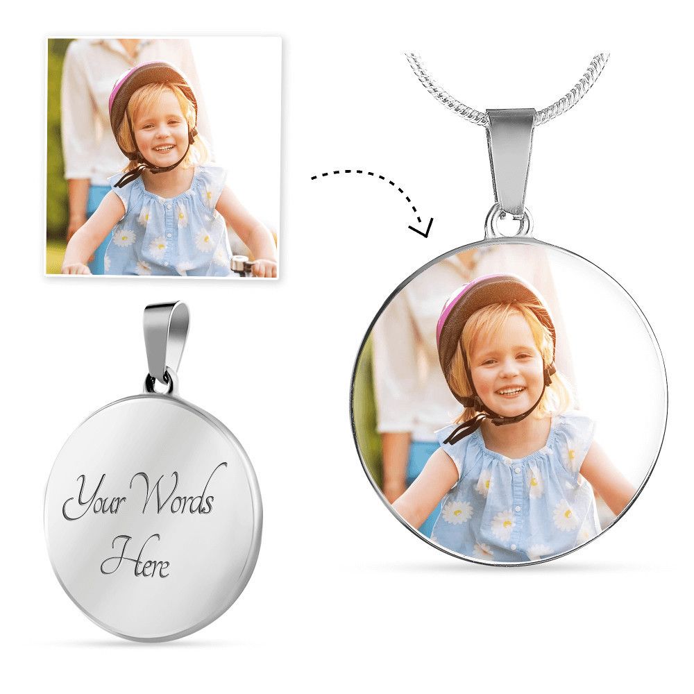 Circle Photo Necklace no message card - Blinged by Belle