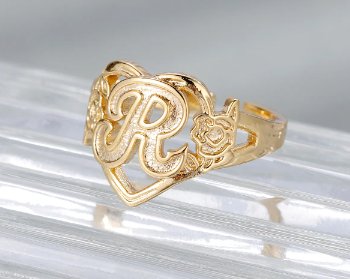 Custom Initials Heart Adjustable Ring For Women Fashion - Blinged by Belle