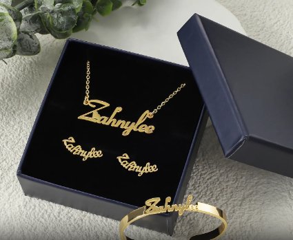 Custom Name Children's Set Jewelry Personalized Letter Necklace Names Bangles Stainless Steel Mini Earrings - Blinged by Belle