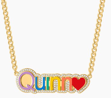 Custom Rainbow Name Necklace for Teen Girls or Women Personalized Pave Outline Iced Out Name Pendant Rhinestone Name Chain - Blinged by Belle