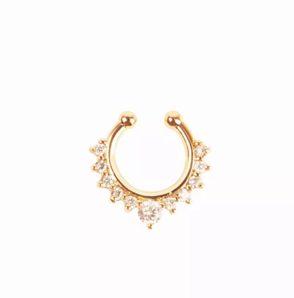 Fake Septum Nose Rings with CZ Stones - Blinged by Belle
