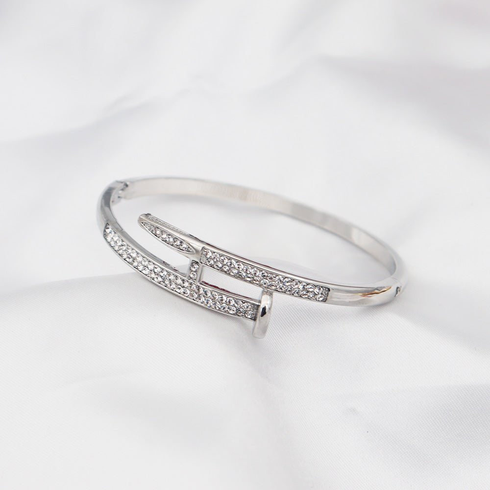 Fashion Men and Women Stainless Steel Nail jewelry Adjustable Bangle Nail Colorful Bangle With Zircon Bracelets Wholesale - Blinged by Belle