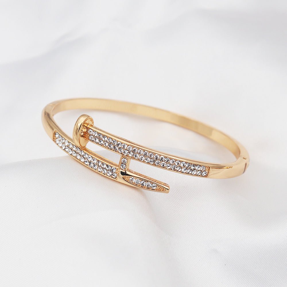 Fashion Men and Women Stainless Steel Nail jewelry Adjustable Bangle Nail Colorful Bangle With Zircon Bracelets Wholesale - Blinged by Belle