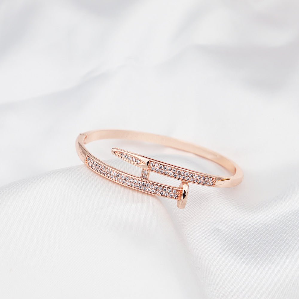 Fashion Men and Women Stainless Steel Nail jewelry Adjustable Bangle Nail Colorful Bangle With Zircon Bracelets Wholesale - Blinged by Belle