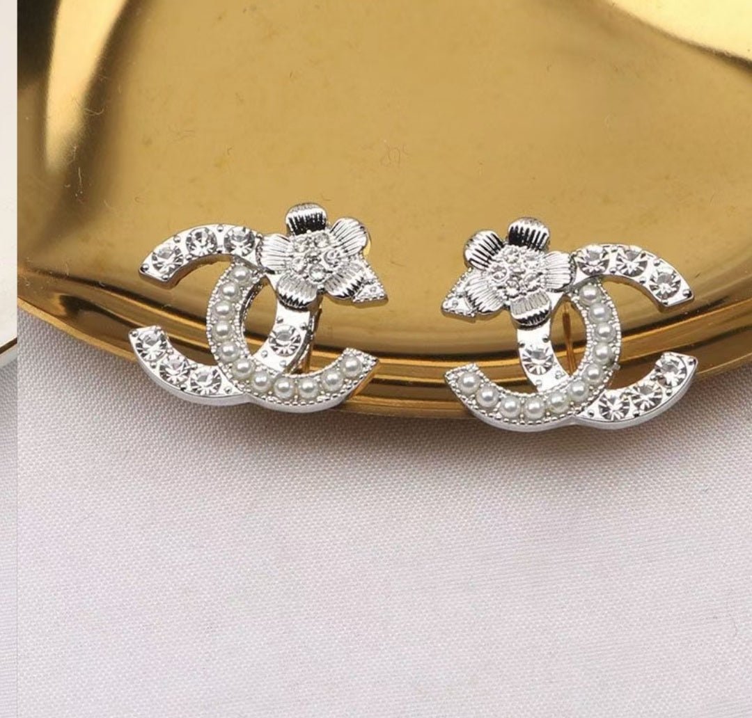 Flower Pearl & CZ Studs - Blinged by Belle