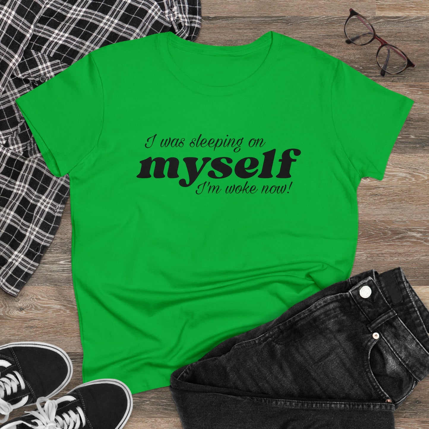 I Was Sleeping on Myself I'm woke now Ladies Tee Shirt - Blinged by Belle