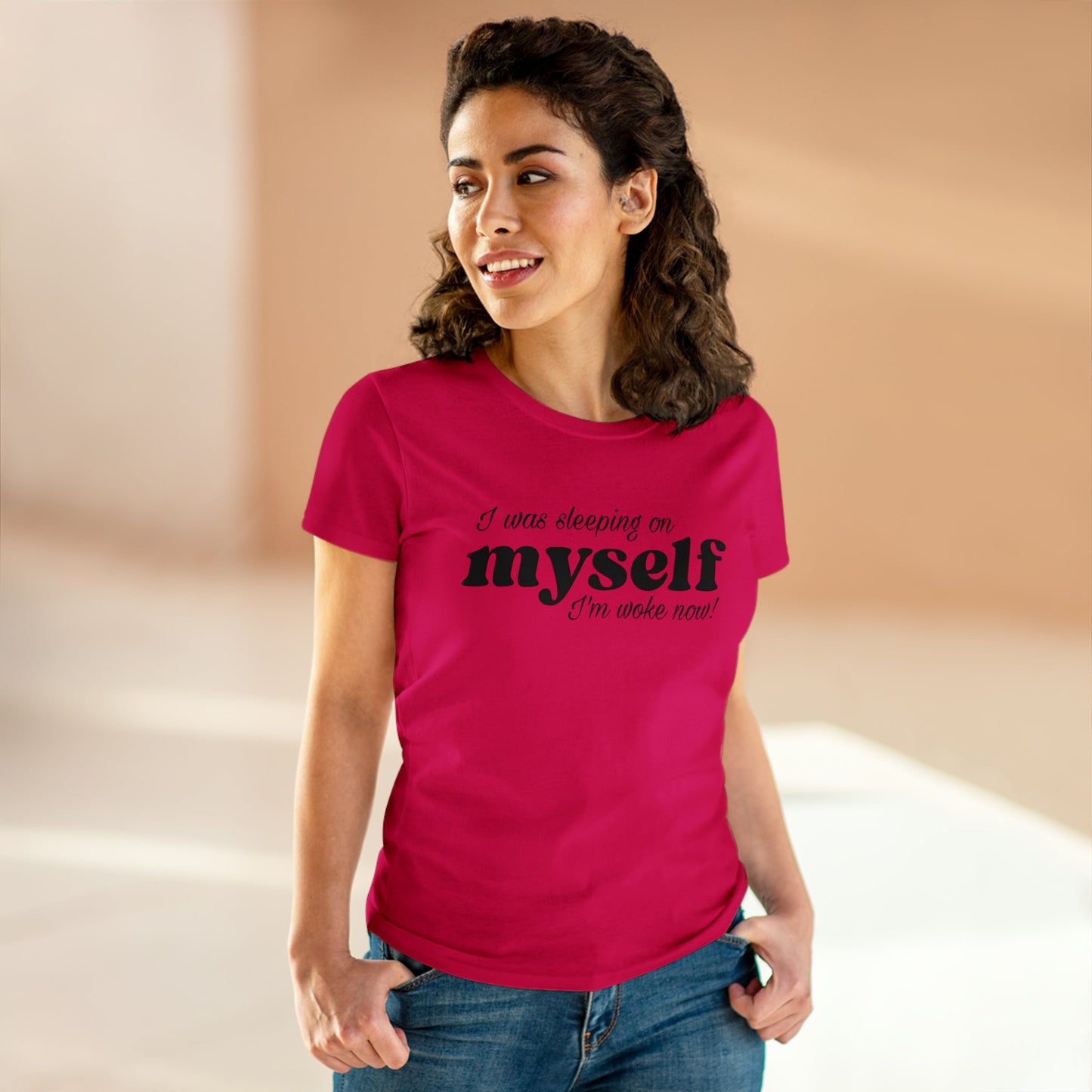 I Was Sleeping on Myself I'm woke now Ladies Tee Shirt - Blinged by Belle