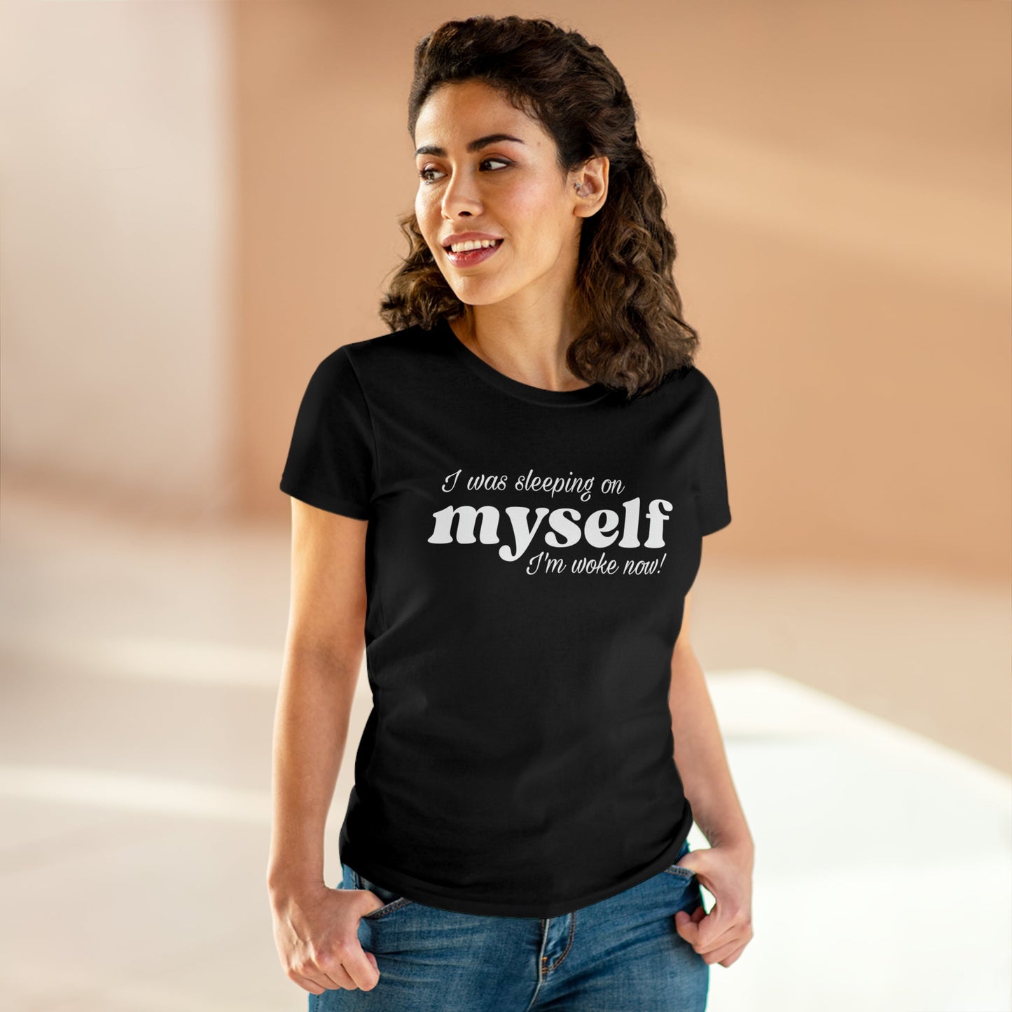 I Was Sleeping on Myself I'm woke now Ladies Tee Shirt - Blinged by Belle