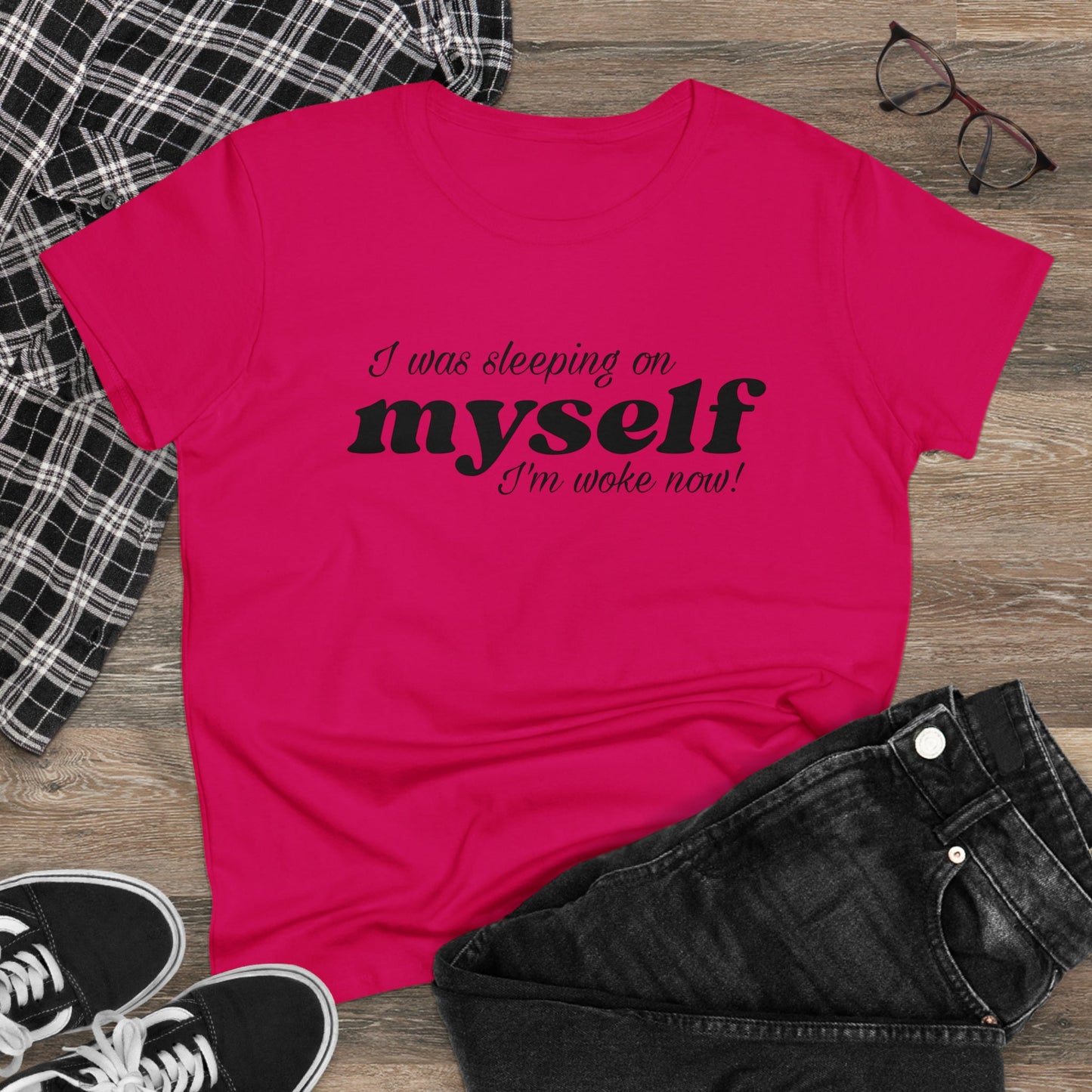 I Was Sleeping on Myself I'm woke now Ladies Tee Shirt - Blinged by Belle