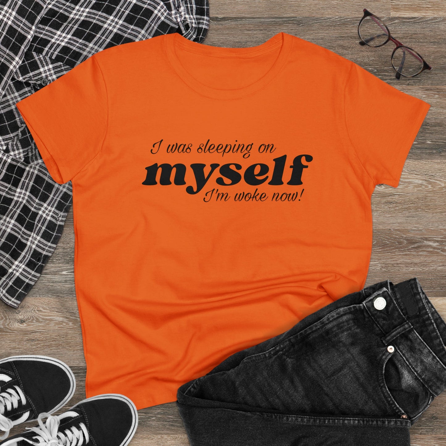 I Was Sleeping on Myself I'm woke now Ladies Tee Shirt - Blinged by Belle