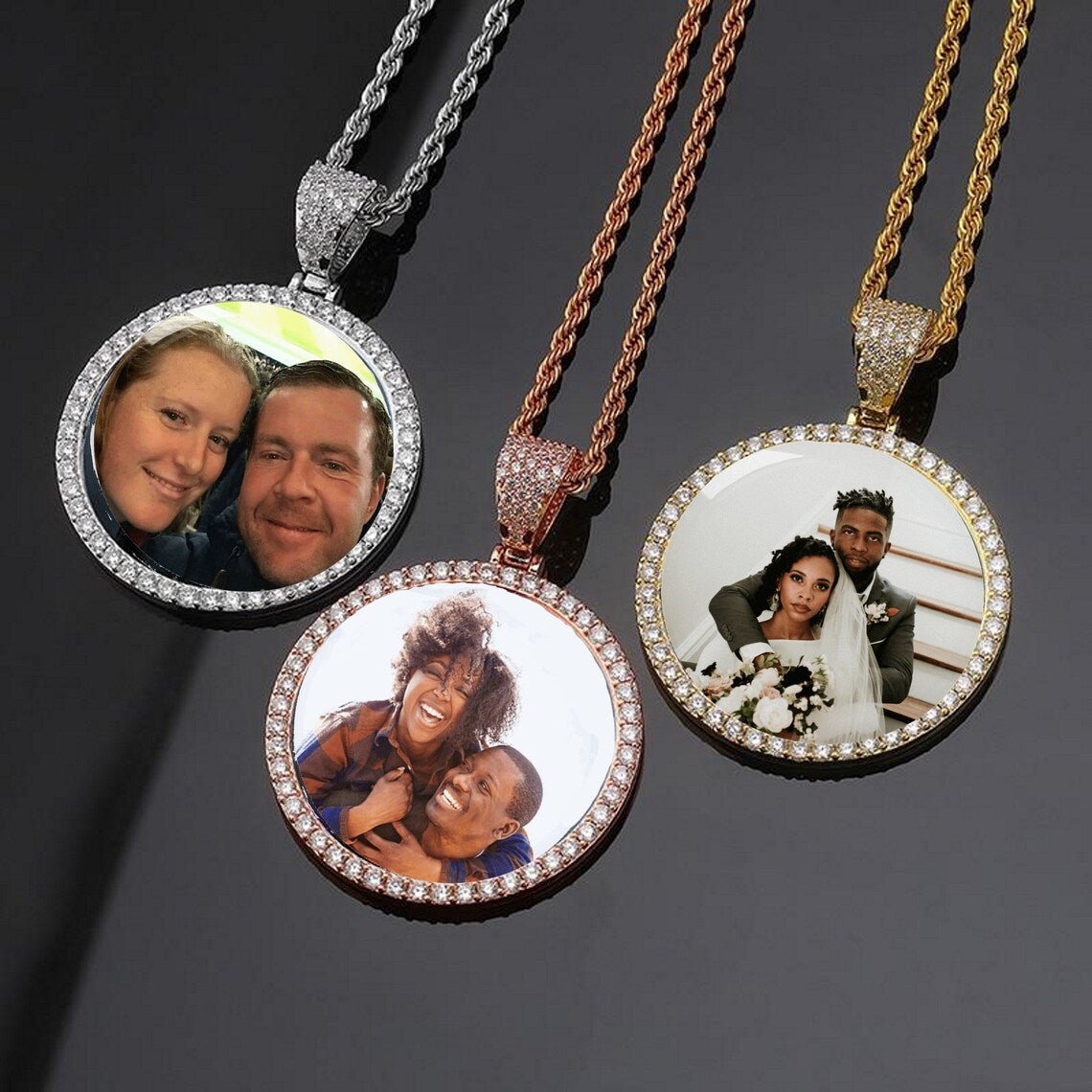 Large Custom Photo Picture Pendant Necklace - Blinged by Belle