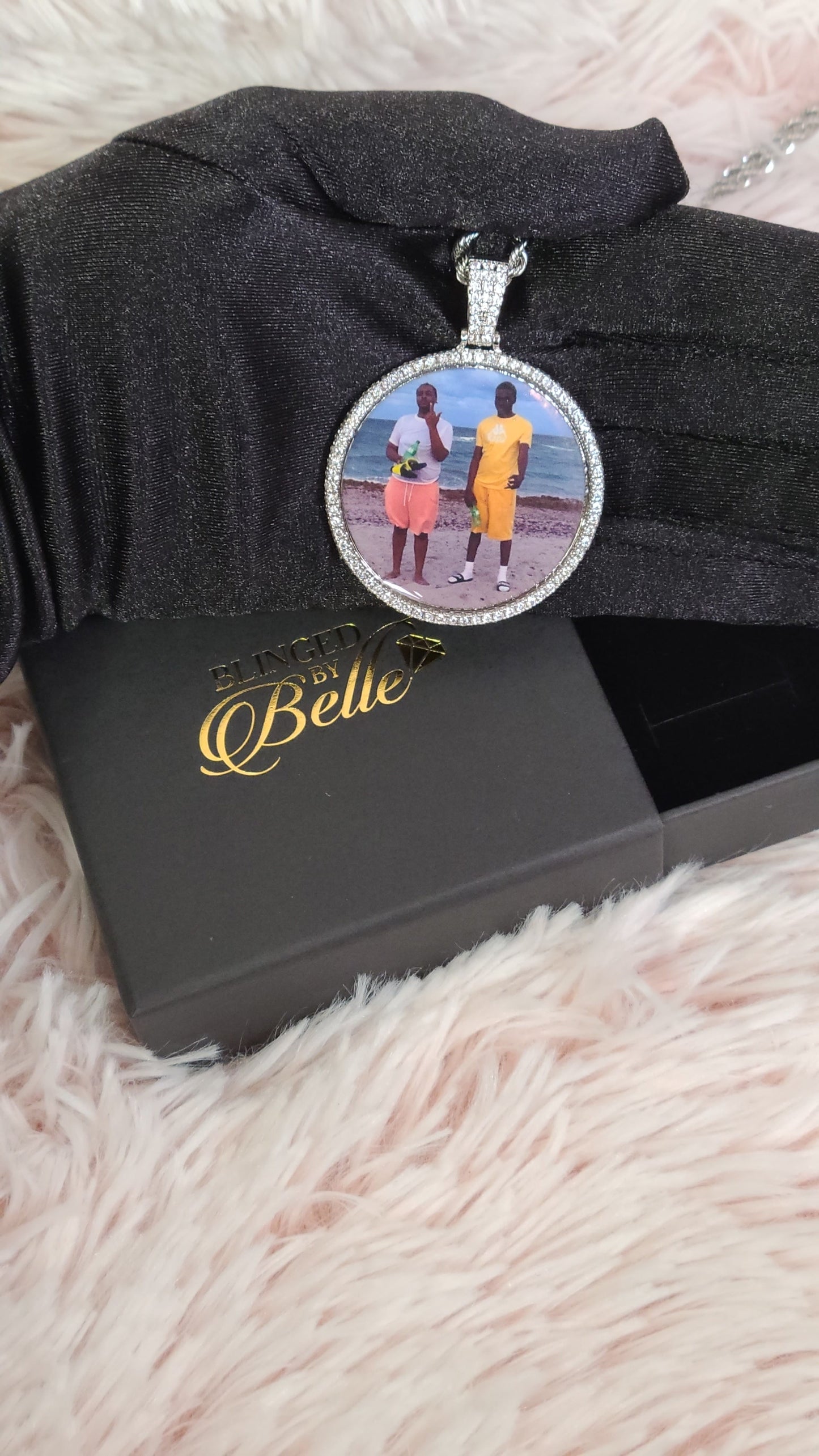 Large Custom Photo Picture Pendant Necklace - Blinged by Belle