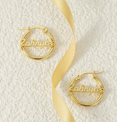 Personalized Children's Jewelry Set Custom Name Necklace Bracelet Stainless Steel Hoop Earring - Blinged by Belle