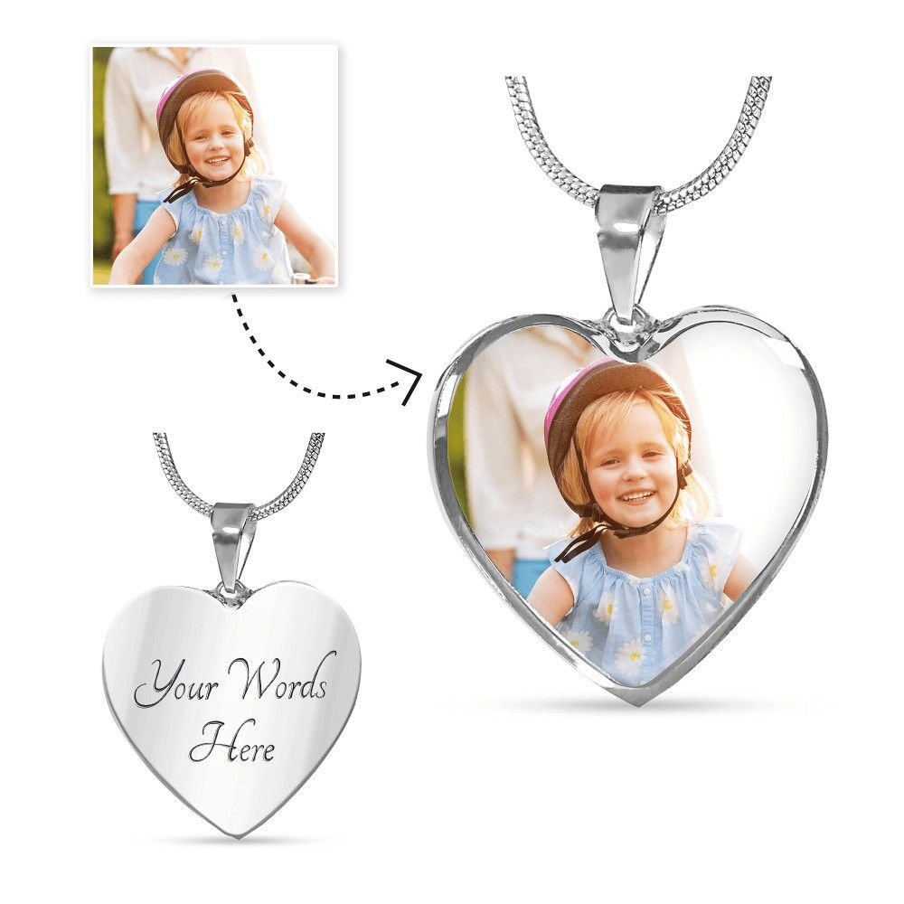 Photo Heart Necklace No message - Blinged by Belle