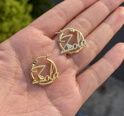 Simple Kid Custom Name Hoop Earrings 20mm Cute Personality Letter Small Round Mini Earring Stainless Steel - Blinged by Belle