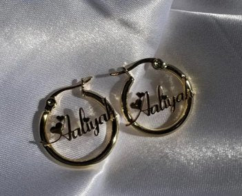 Simple Kid Custom Name Hoop Earrings 20mm Cute Personality Letter Small Round Mini Earring Stainless Steel - Blinged by Belle
