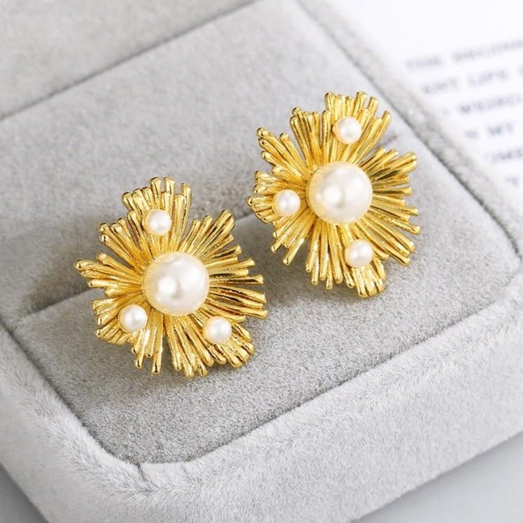 Vintage Metal Pearl Earrings - Blinged by Belle