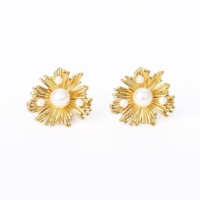 Vintage Metal Pearl Earrings - Blinged by Belle
