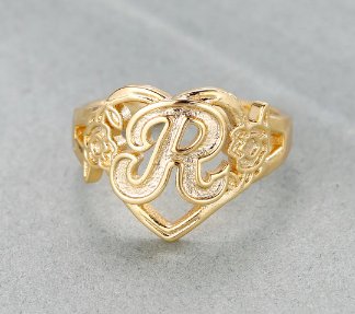 Custom Initials Heart Adjustable Ring For Women Fashion - Blinged by Belle