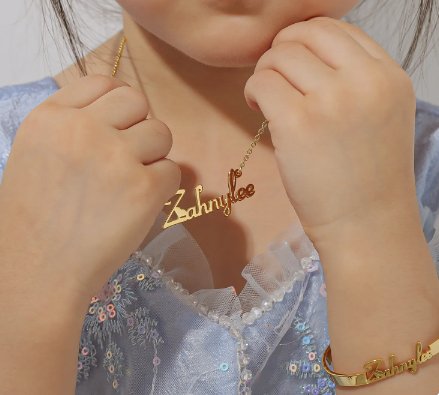 Custom Name Children's Set Jewelry Personalized Letter Necklace Names Bangles Stainless Steel Mini Earrings - Blinged by Belle