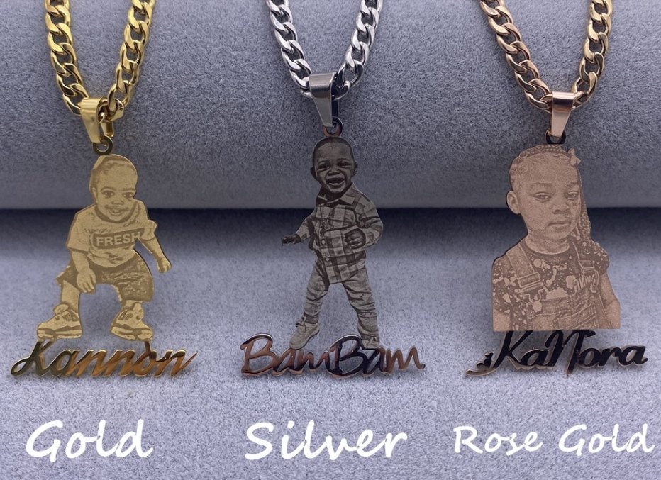 Custom Photo Necklace with Name - Blinged by Belle