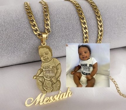 Custom Photo Necklace with Name - Blinged by Belle
