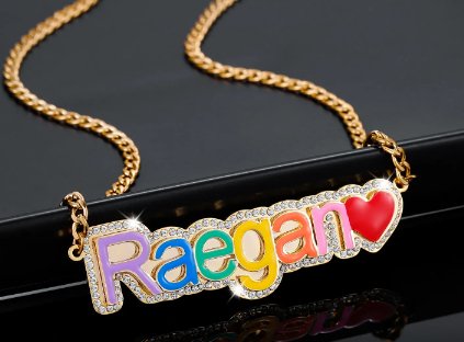 Custom Rainbow Name Necklace for Teen Girls or Women Personalized Pave Outline Iced Out Name Pendant Rhinestone Name Chain - Blinged by Belle