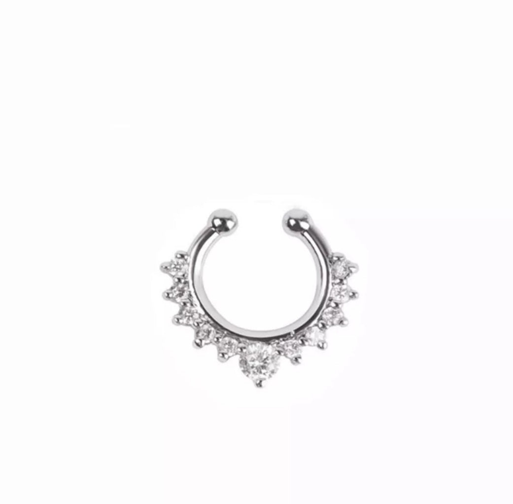 Fake Septum Nose Rings with CZ Stones - Blinged by Belle
