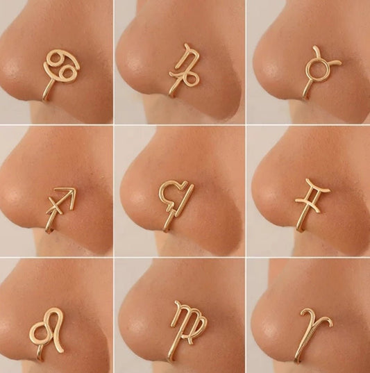 Gold Zodiac Nose Cuffs - Blinged by Belle