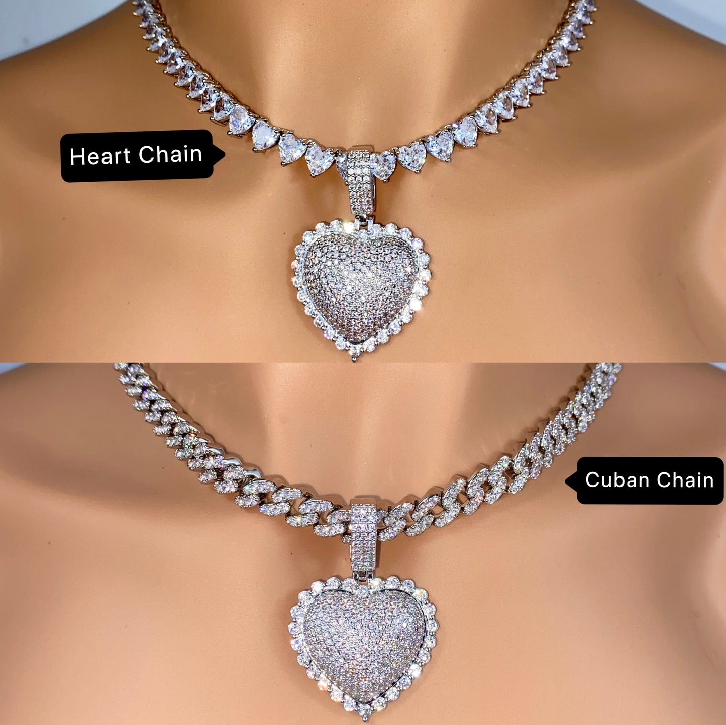 Heart Pendant Gold White Gold Zircon Cute Heart Pendant Heart Necklace - Blinged by Belle