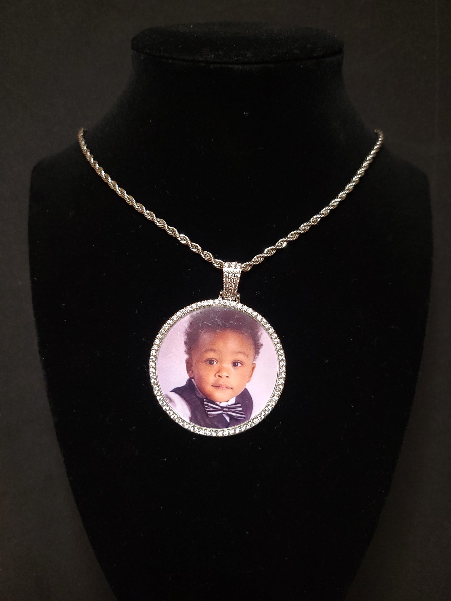 Large Custom Photo Picture Pendant Necklace - Blinged by Belle