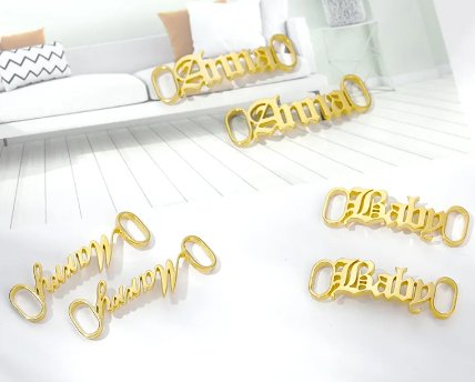 Personalized Name Shoe Buckle Jewelry Stainless Steel Custom Nameplate - Blinged by Belle