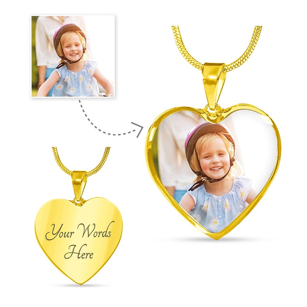 Photo Heart Necklace No message - Blinged by Belle